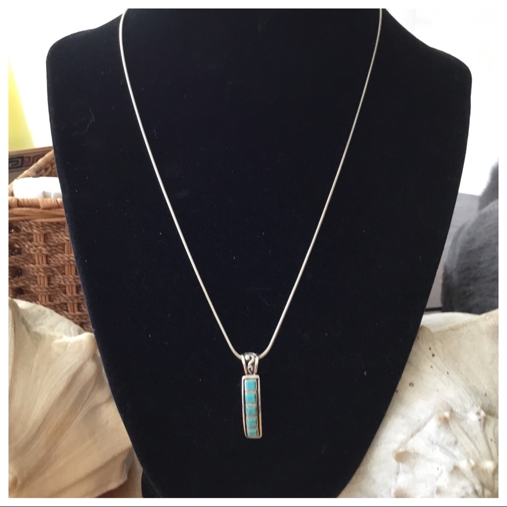 Vintage Sterling Turquoise Necklace 18”